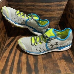 UNDER ARMOUR  Gray Suede Yellow Blue Active Sneakers Size 9/ 40.5 needs template